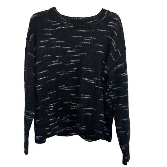 Max Studio Black Marled Knit Long Sleeve Pullover Sweater - Picture 2 of 8